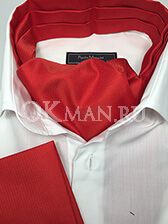Аскот (мужской шейный платок) алого цвета из фактурной ткани