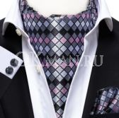 Аскот (мужской шейный платок), паше и запонки серо-лилового оттенка