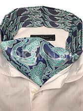 Галстук Аскот (шейный платок) джинсового цвета с голубым узором