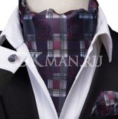 Аскот (мужской шейный платок), паше и запонки фиолетового цвета