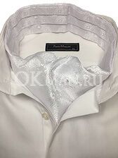 Белый аскот (мужской шейный платок) из фактурной ткани с растительным узором