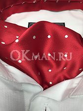 Аскот (мужской шейный платок) красного цвета в белый горох
