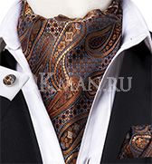 Аскот (мужской шейный платок) бронзового цвета с растительным орнаментом