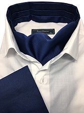 Аскот (мужской шейный платок) синего цвета с фактурными полосами