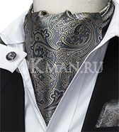 Аскот (шейный платок) серый с растительным рисунком