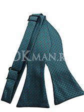 Бабочка - галстук самовяз бирюзового цвета с черным геометрическим принтом