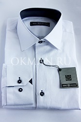 Белая фактурная приталенная белая рубашка Nino Pacoli Slim Fit