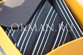 Черный галстук Festnd в голубую репсовую полоску c платком