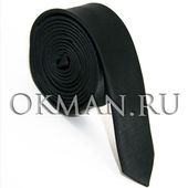 Узкий черный атласный галстук George Lee 3 см