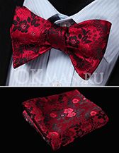 Красная бабочка-галстук с узорами + платок
