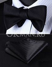 Черная бабочка-галстук и платок с фактурными зигзагами