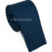 Вязаный фактурный синий галстук 2258