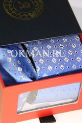 Aristokrat Набор галстук с платком лазурного цвета с ромбовидным орнаментом