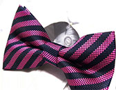 Бабочка - галстук в черно-розовую полоску
