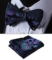 Бабочка - галстук самовяз темно-синего цвета с восточным орнаментом